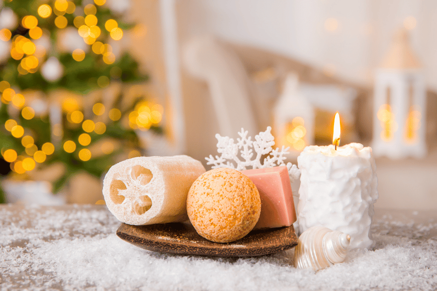 Adding winter candle scents and holiday decor during winter