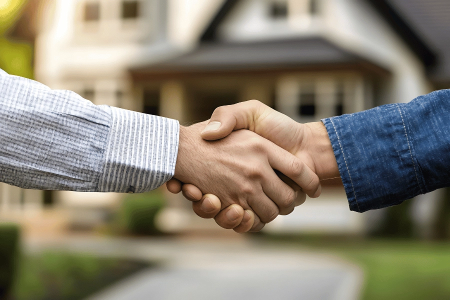 shaking hands during a home closing 