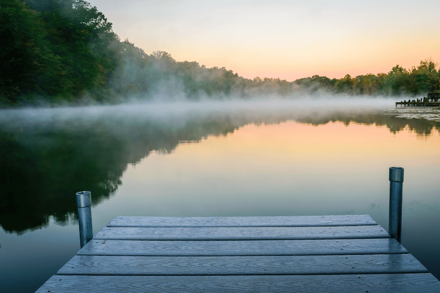 early morning from a dock over the lake