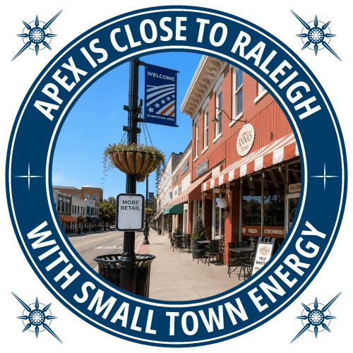 apex nc is close to Raleigh with small town energy