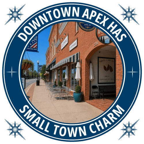 downtown apex has small town charm