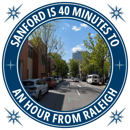 Sanford is 40 minutes to an hour from Raleigh